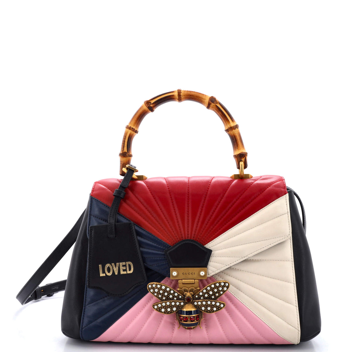 Gucci GUCCI Queen Margaret Top Handle Bag Multicolor Quilted Leather Medium