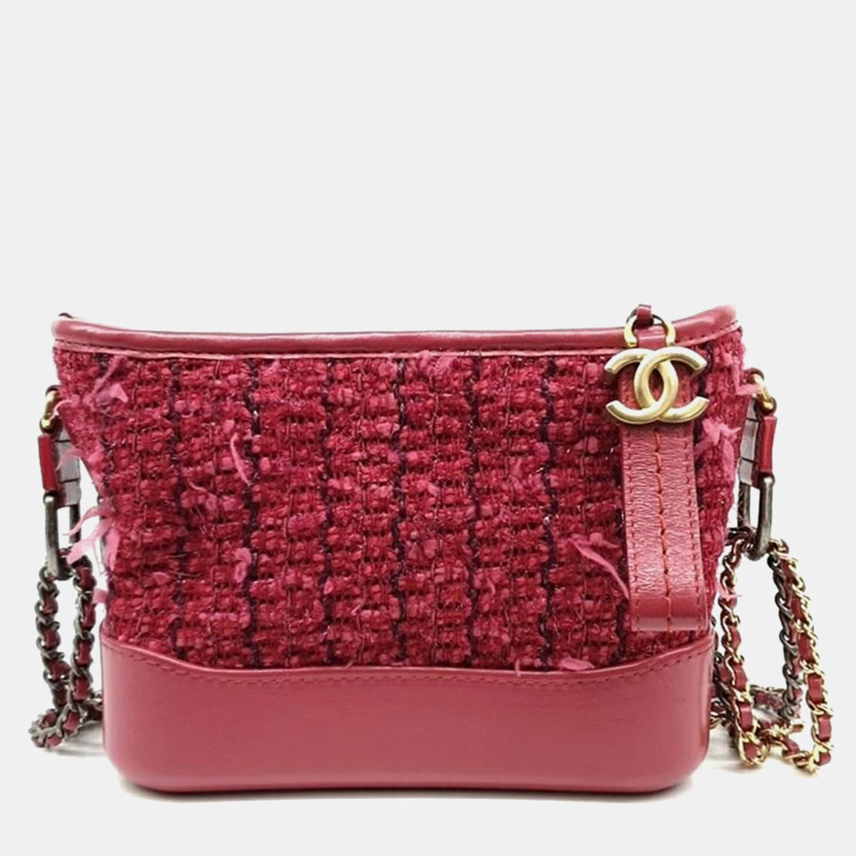 Chanel Pink Tweed Gabrielle Small Hobo Bag