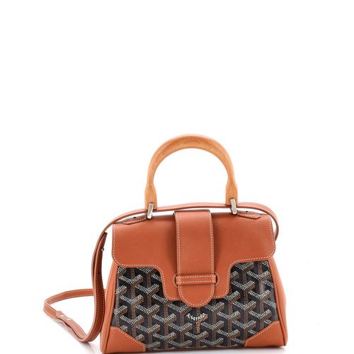 GOYARD Saigon Top Handle Bag Coated Canvas with Leather Mini