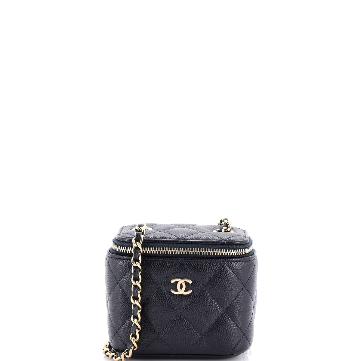 Chanel CHANEL Classic Vanity Case with Chain Quilted Caviar Mini