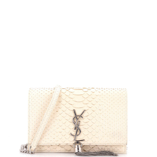 Classic Monogram Tassel Crossbody Bag Python Embossed Leather Small