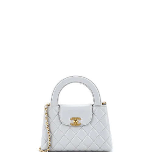 CHANEL Kelly Top Handle Shopping Bag Quilted Shiny Aged Calfskin Mini