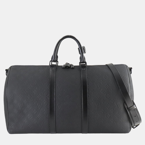Black Leather Taurillon Monogram Keepall Bandouliere 50 Boston Bag