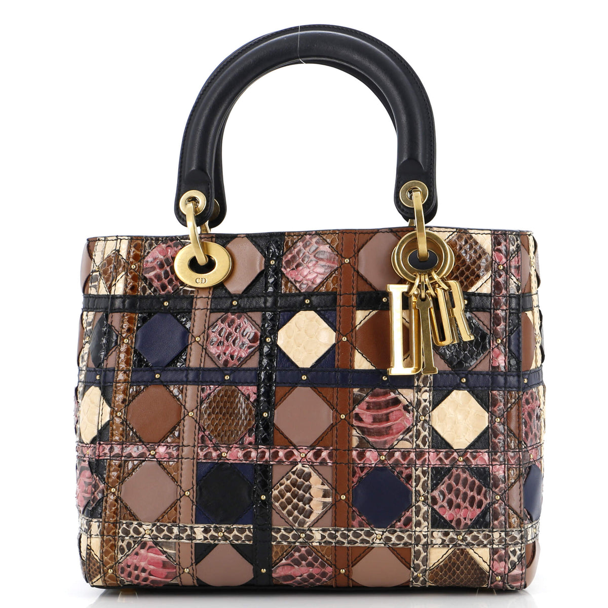 Christian Dior Supple Lady Dior Bag Patchwork Cannage Leather and Exotics Medium