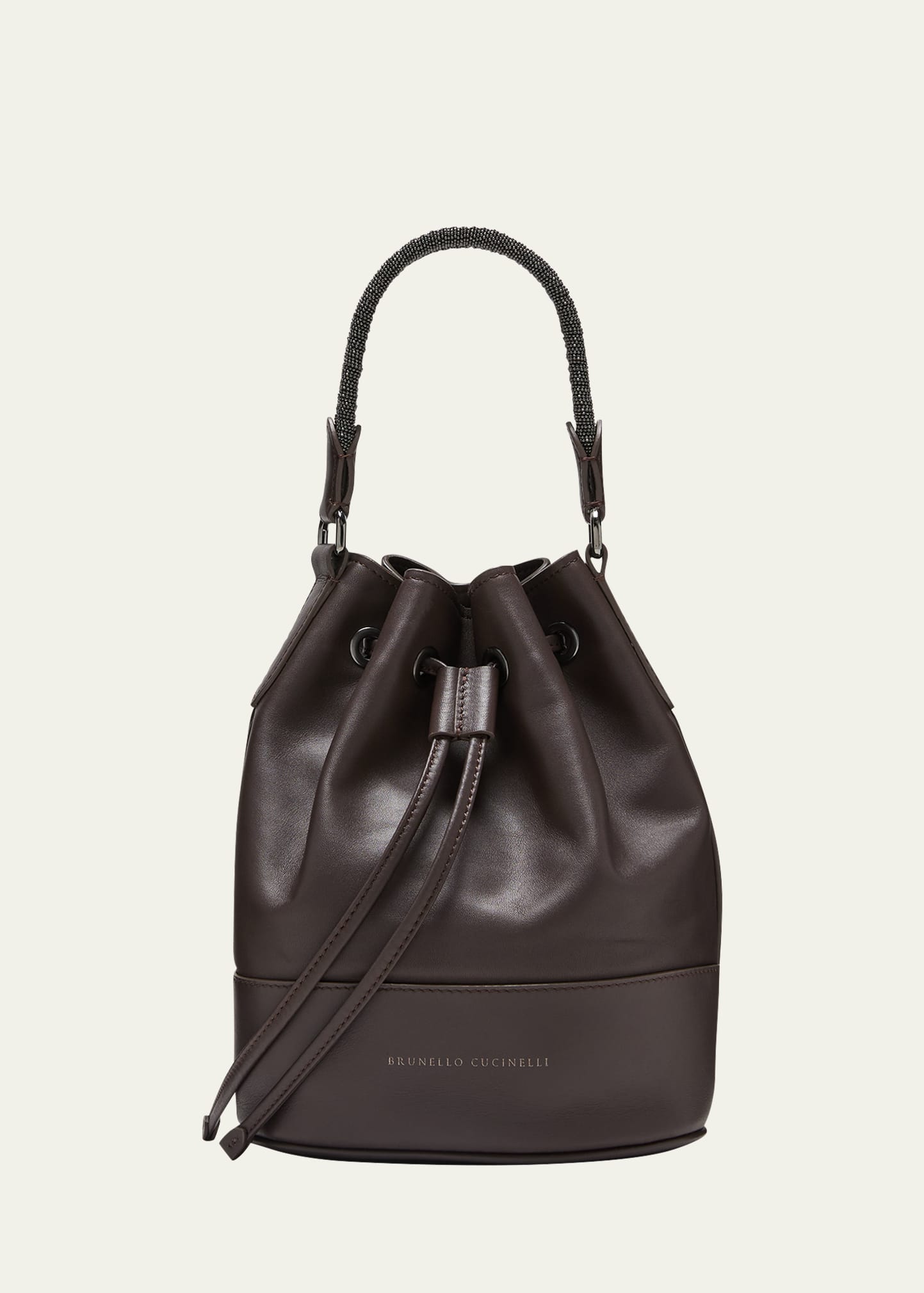 Brunello Cucinelli Monili Braided Leather Bucket Bag