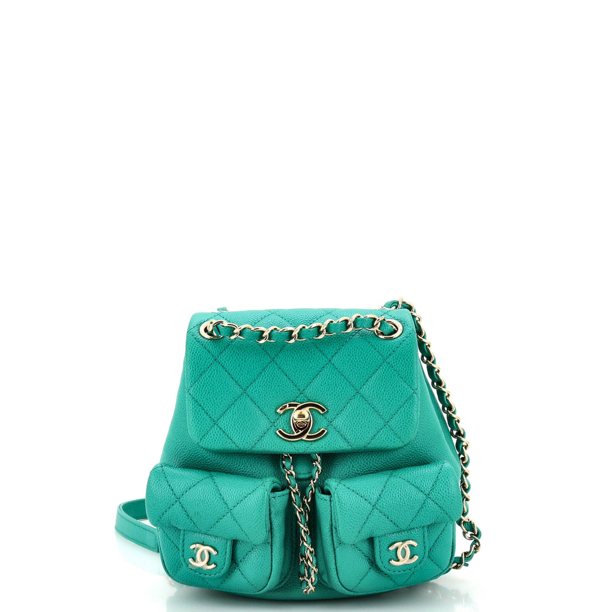 Chanel CHANEL Duma Pockets Drawstring Backpack Quilted Caviar Mini