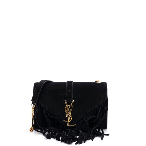 Classic Monogram Fringe Crossbody Bag Suede Small