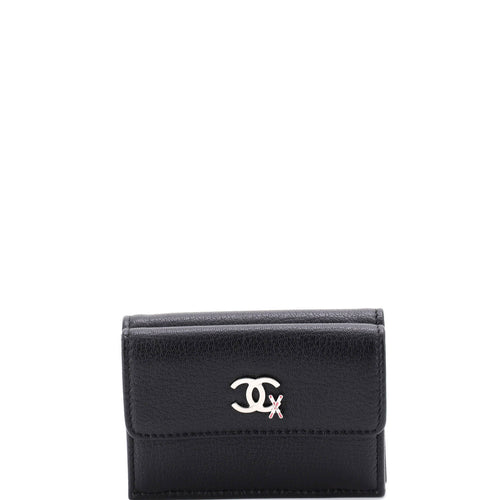 CHANEL CC Trifold Flap Wallet Goatskin Small