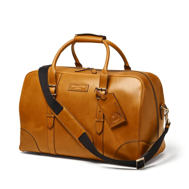 Boss Aspinal of London Harrison Large Weekender Travel Bag in Smooth English Tan