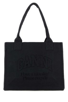 Ganni Women's Large Organic Cotton Tote Bag in Black | Size UNI | A5577