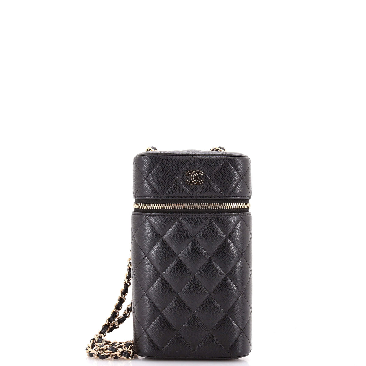 Chanel CHANEL Classic Vanity Phone Holder with Chain Quilted Caviar