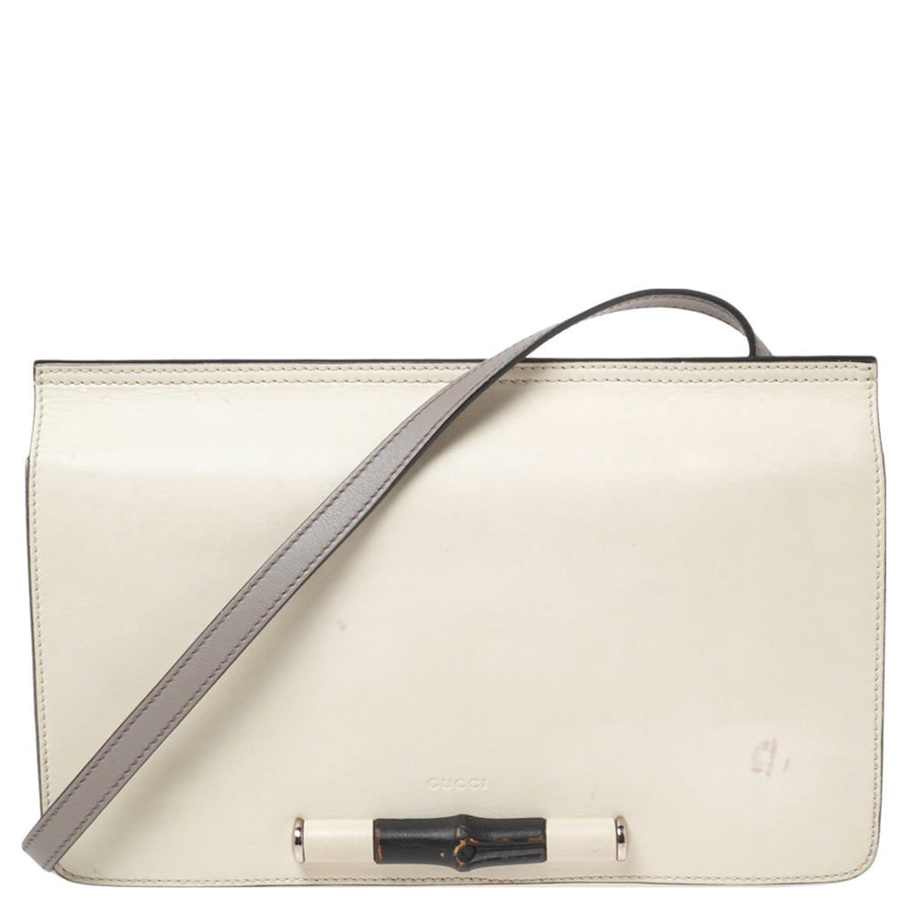 Gucci Off-white Leather Lady Bamboo Flap Bag