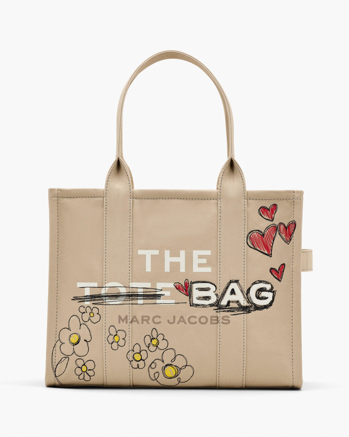 Marc Jacobs The Daisy Doodle Canvas Large Tote Bag in Beige Multi
