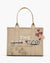 The Daisy Doodle Canvas Large Tote Bag in Beige Multi