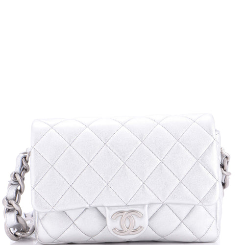 CHANEL Lacquered CC Flap Bag Quilted Metallic Lambskin Small