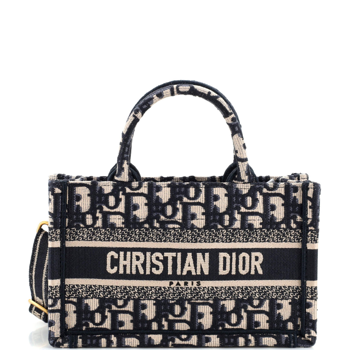 Christian Dior Book Tote with Strap Oblique Canvas Mini