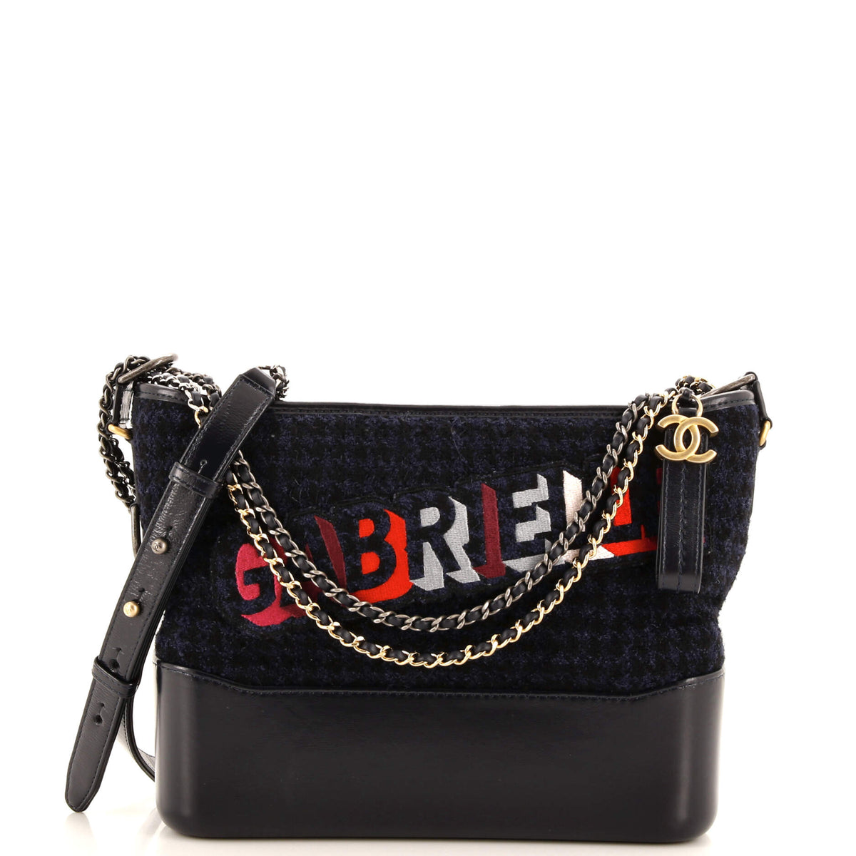 Chanel CHANEL Gabrielle Logo Hobo Tweed and Calfskin Medium