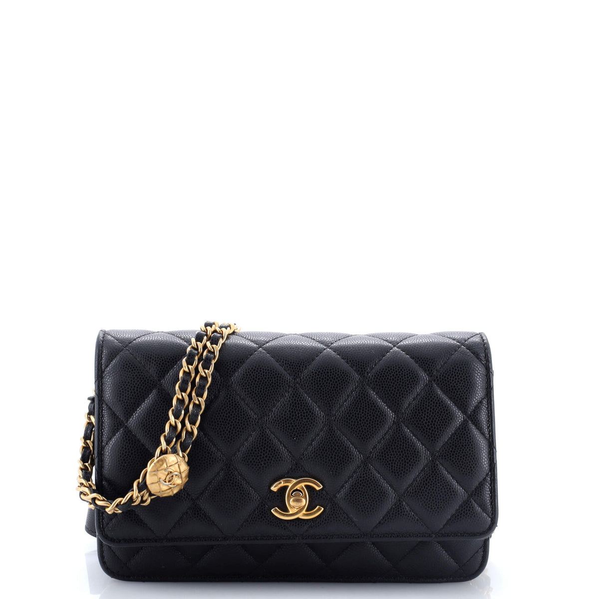 Chanel CHANEL Twist Your Buttons Wallet on Chain Quilted Caviar