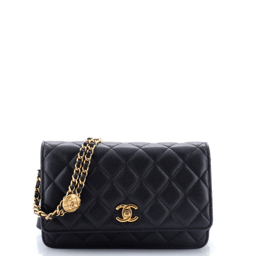 CHANEL Twist Your Buttons Wallet on Chain Quilted Caviar
