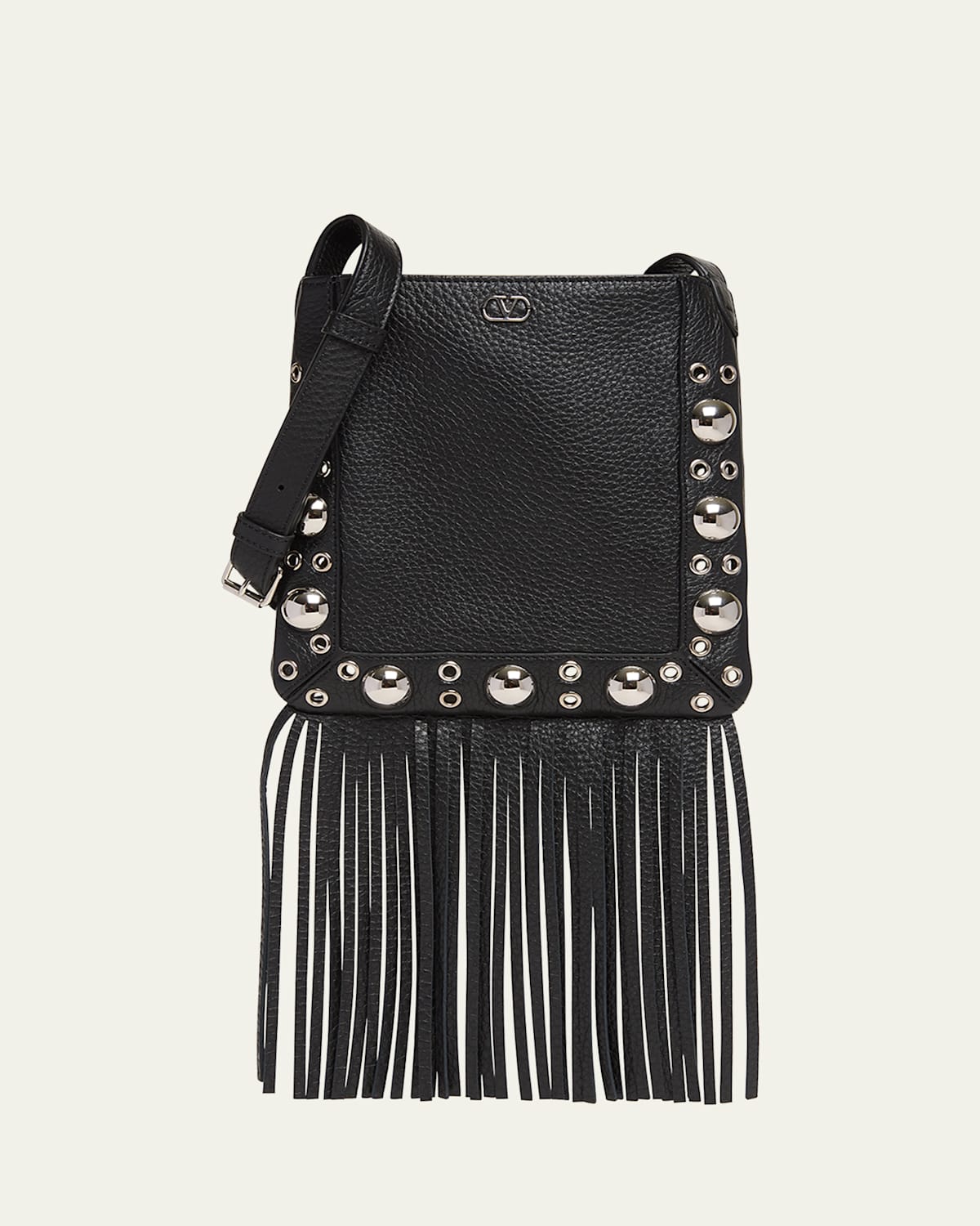 Valentino Nellcote Small Fringe Studded Leather Crossbody Bag