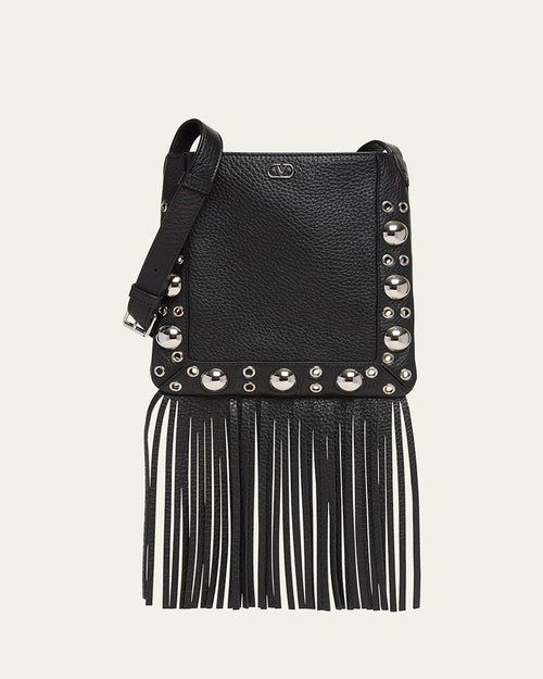 Nellcote Small Fringe Studded Leather Crossbody Bag