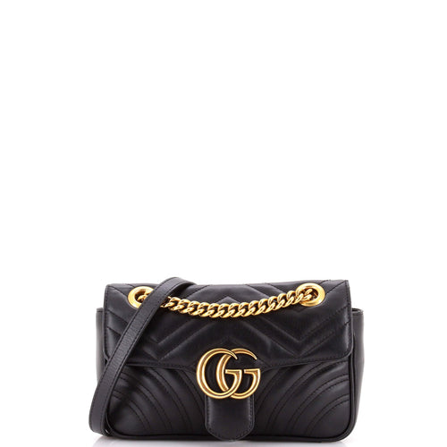 GUCCI GG Marmont Flap Bag Matelasse Leather Small