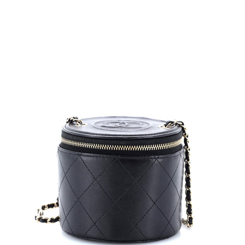 CHANEL CC Round Vanity Case with Chain Quilted Lambskin Mini