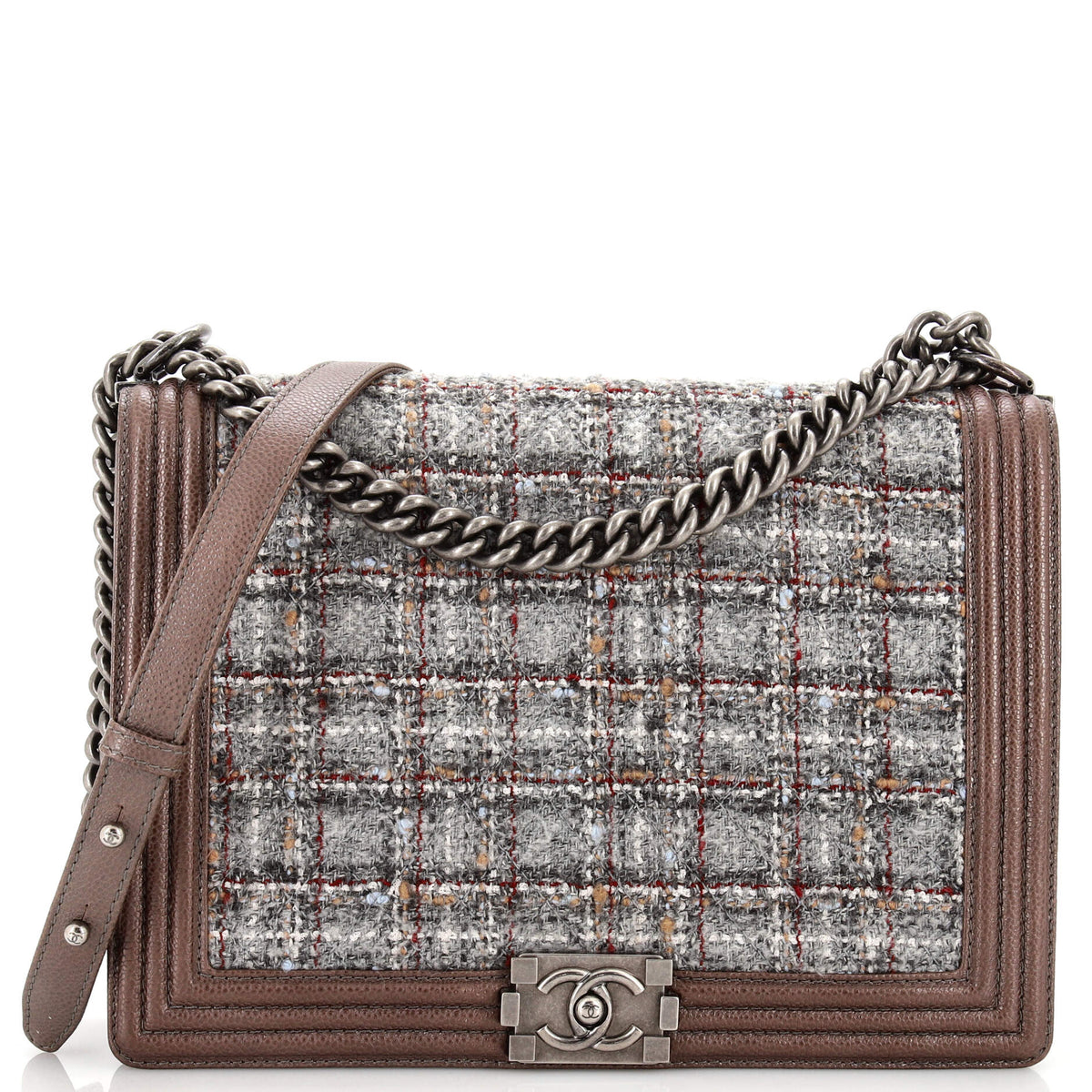 Chanel CHANEL Boy Flap Bag Quilted Tweed Large