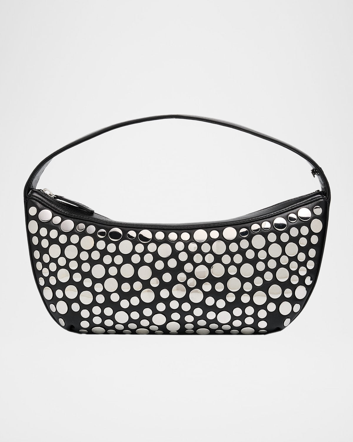 Staud Demy Mirror-Embellished Leather Shoulder Bag