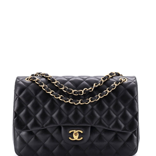 CHANEL Classic Double Flap Bag Quilted Lambskin Jumbo