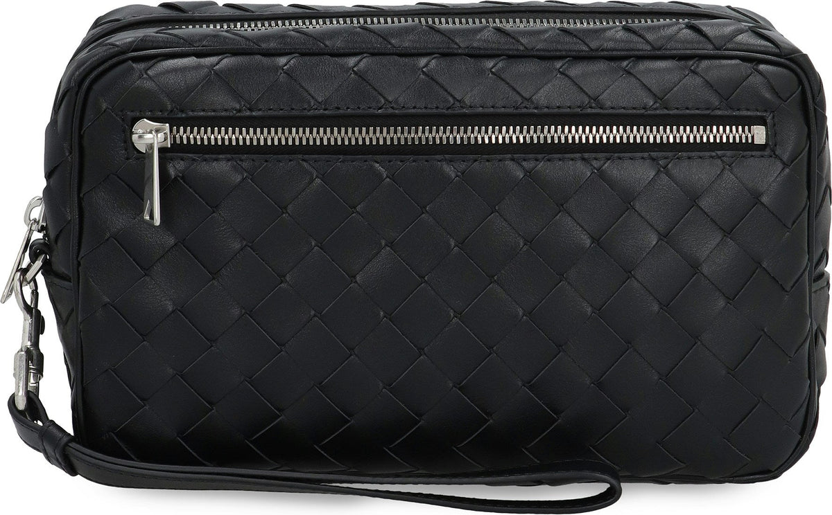 Bottega Veneta Men's Intrecciato Pouch in Black | 777390V2HL1 Color 8803