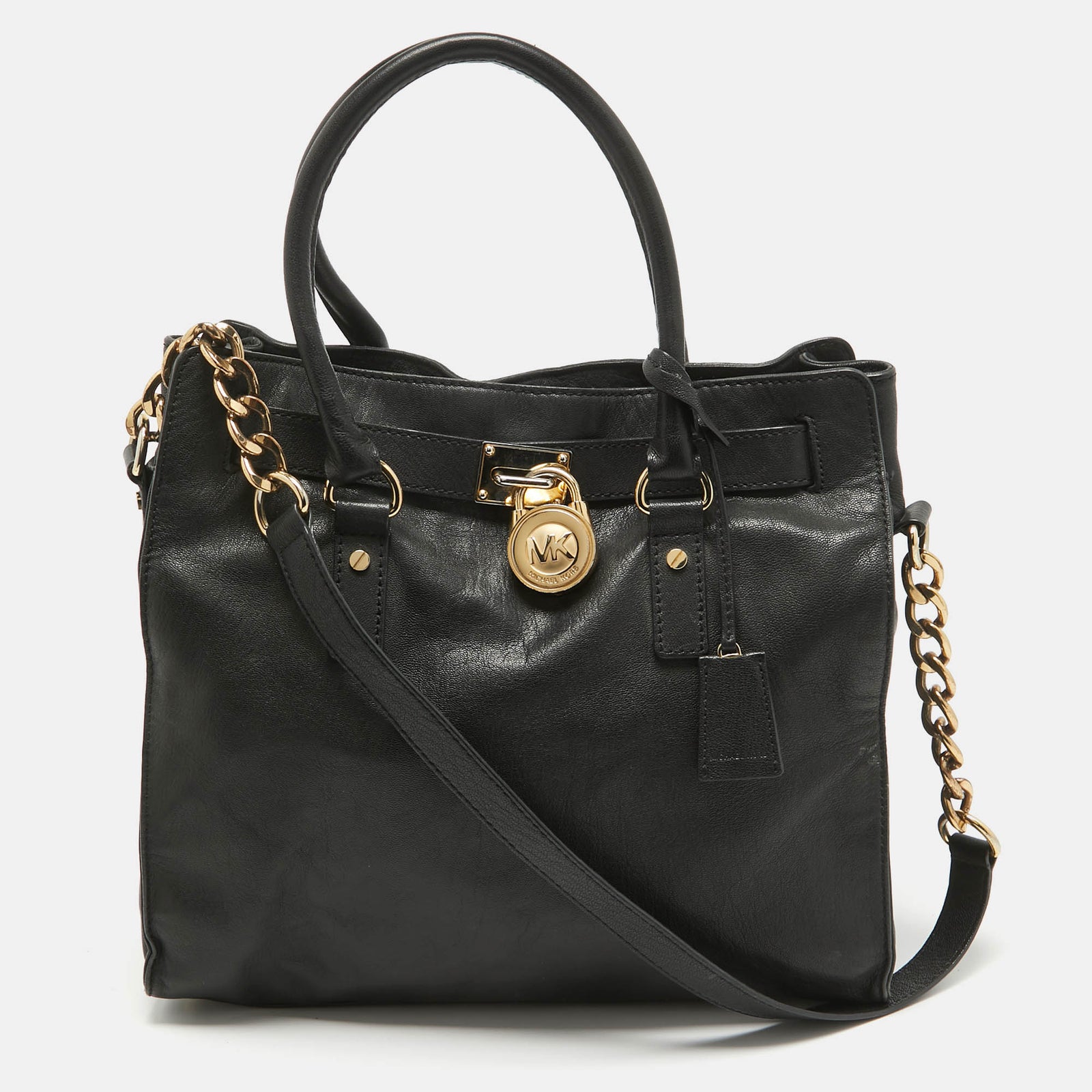 Michael Kors MICHAEL Black Leather Large Hamilton North South Tote