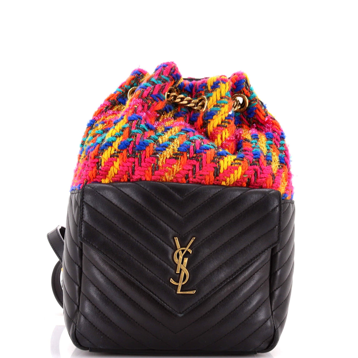 Saint Laurent Joe Backpack Matelasse Chevron Leather with Tweed