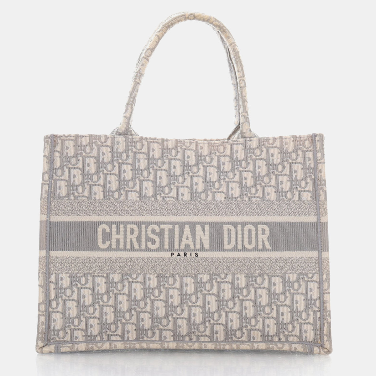 Dior Grey Oblique Canvas Medium Book Tote Bag