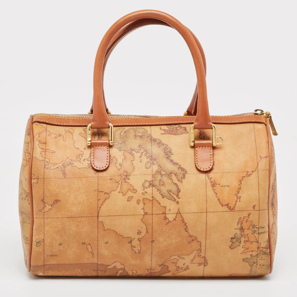 Alviero Martini 1a Classe Beige/Brown Geo Classic Boston Bag