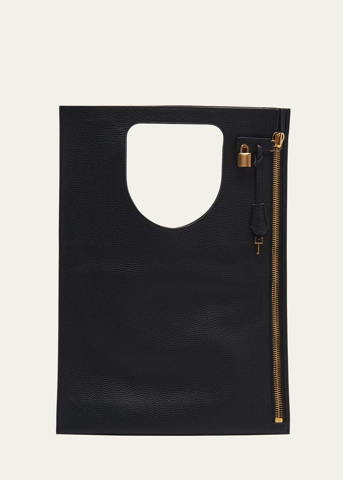 Tom Ford Alix Flat Zip Leather Shoulder Bag