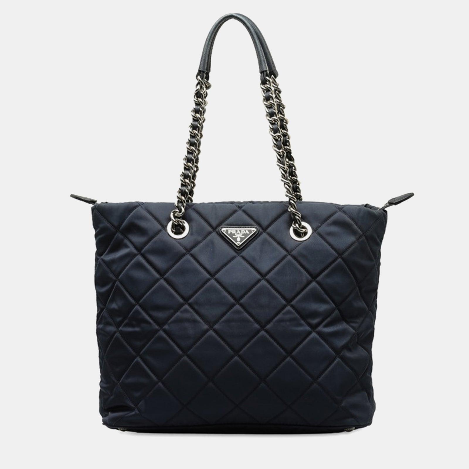 Prada Black Canvas Quilted Tessuto Impunture  Tote Bag