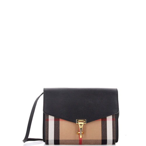 Macken Crossbody Bag Leather and House Check Canvas Small