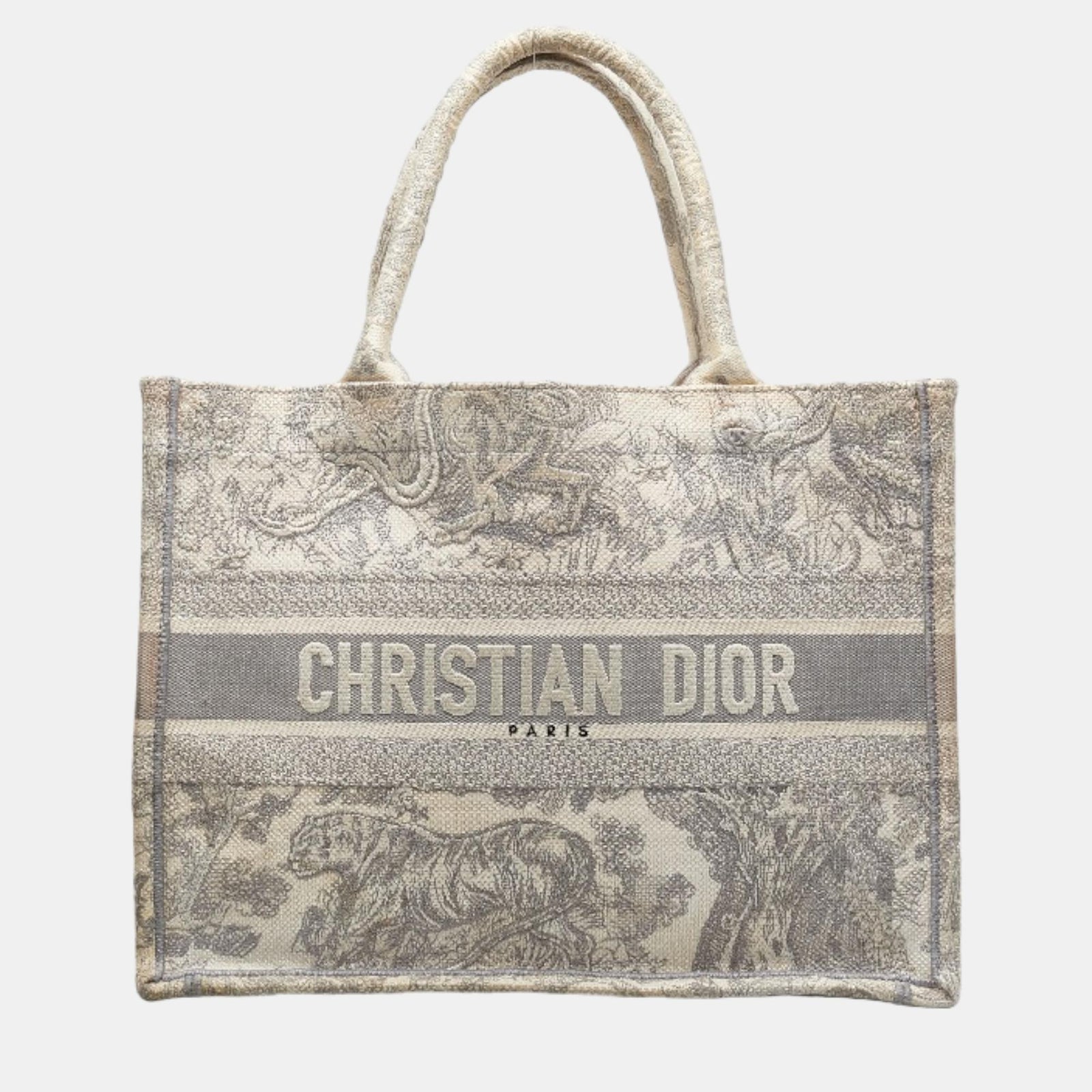 Dior Sac fourre-tout moyen en toile marron Toile De Jouy