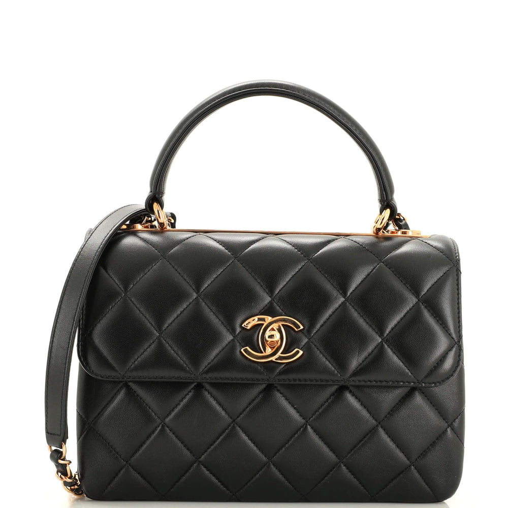 CHANEL Trendy CC Top Handle Bag Quilted Lambskin Small