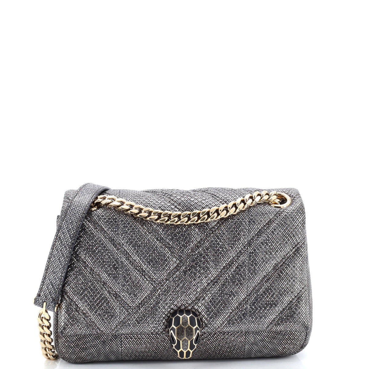 Bvlgari BVLGARI Serpenti Cabochon Shoulder Bag Diagonal Quilted Metallic Karung Small
