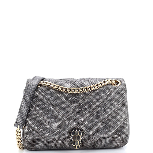 BVLGARI Serpenti Cabochon Shoulder Bag Diagonal Quilted Metallic Karung Small