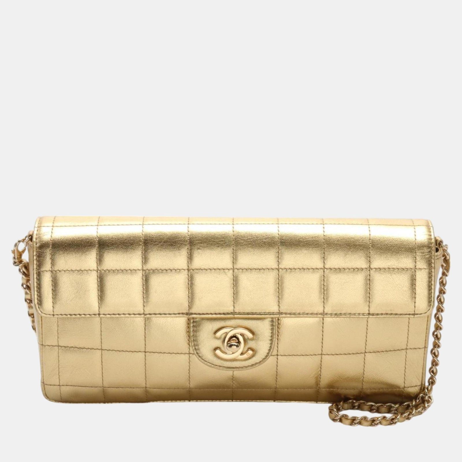 Chanel Schultertasche „Chocolate Bar“ aus goldenem Leder