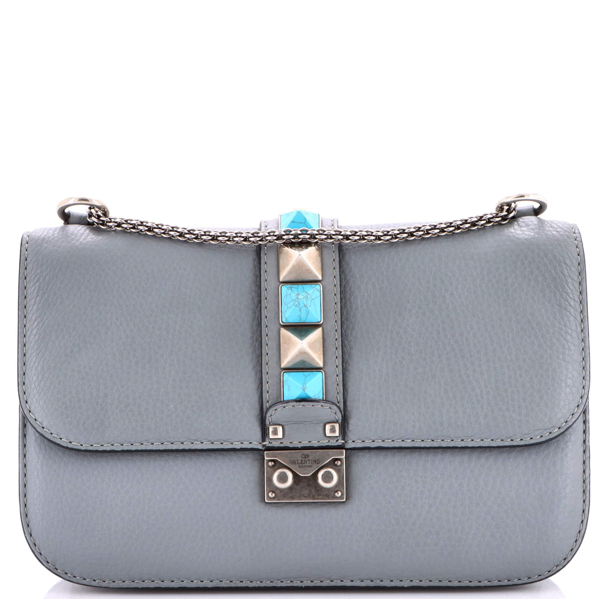 Valentino VALENTINO GARAVANI Rolling Rockstud Glam Lock Shoulder Bag Leather Medium