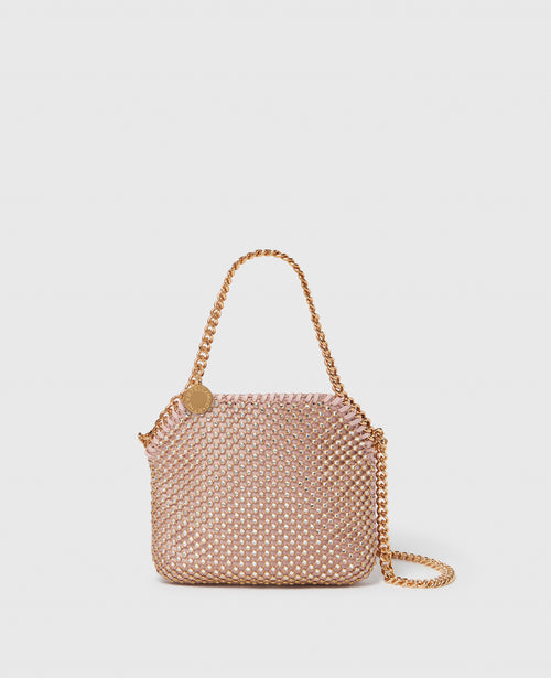 Falabella Lead-Free Crystal Mesh Mini Tote Bag, Woman, Dusty rose pink