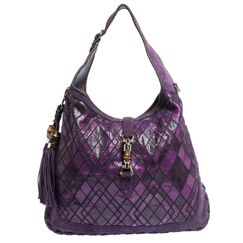 Purple Python and Suede Large New Jackie Hobo