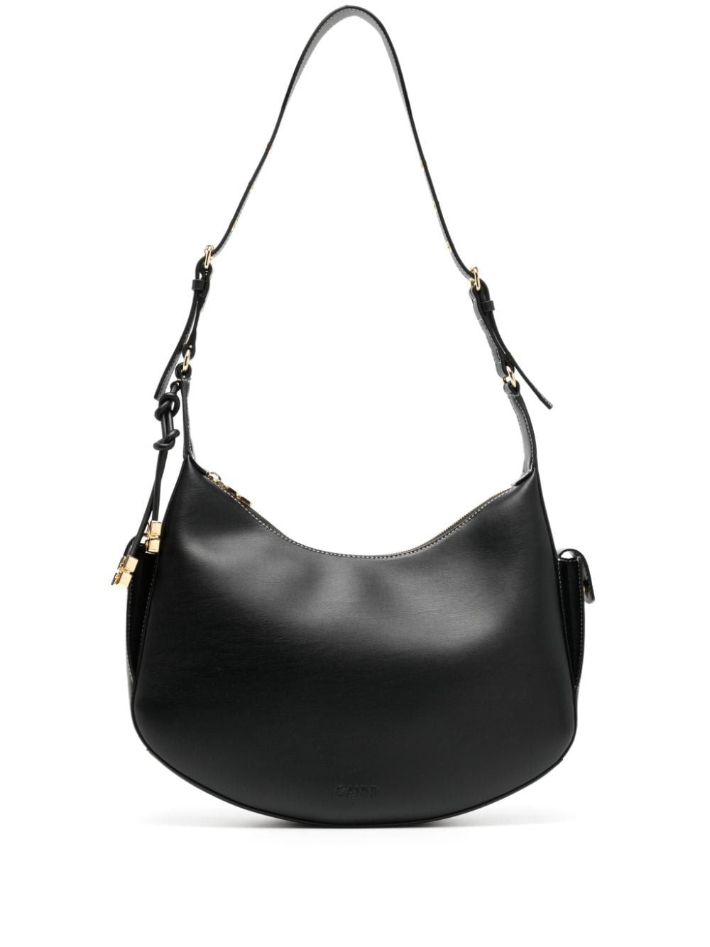 Ganni Women's Half Moon Bag L With Gold Detail in Black | A5677099099