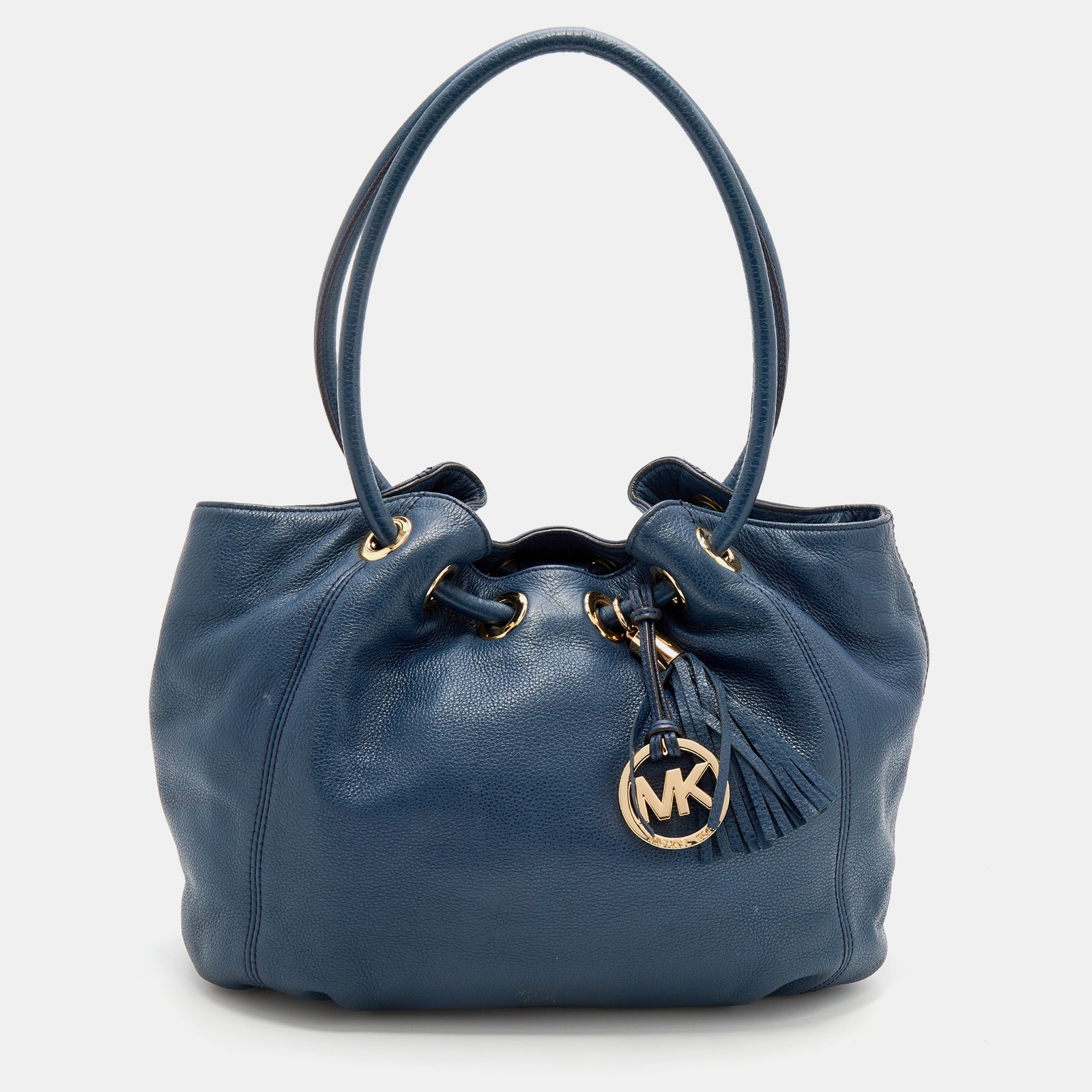 Michael Kors Blue Leather Ring Tassel Tote