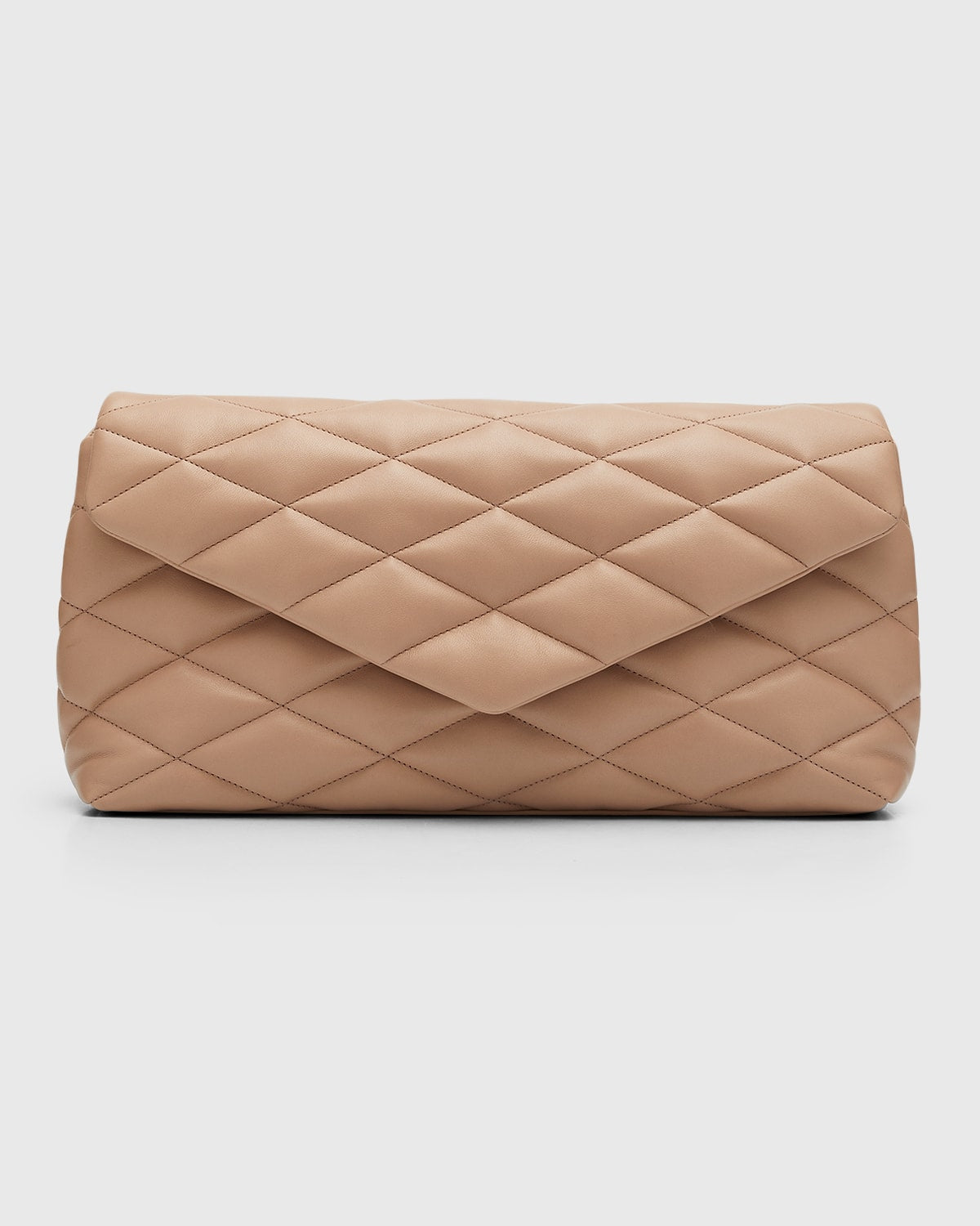 Saint Laurent Sade Puffy Large YSL Clutch Bag in Quilted Smooth Leather