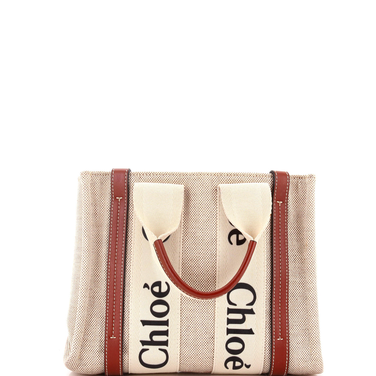 Chloe CHLOE Woody Tote Canvas with Leather Small